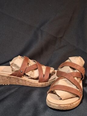 CROCS Brown Strappy Wedge Sandals for Women